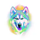 husky with libra symbol with opal tattoo design idea