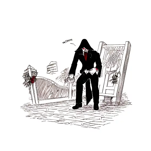 the Grim Reaper dancing with a woman in front of a coffin tattoo design idea