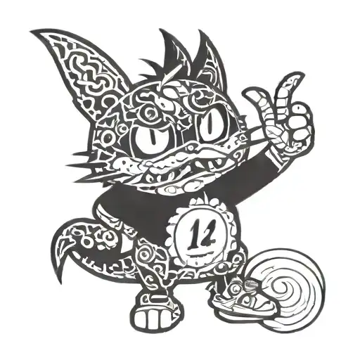 Badtz-Maru "bad boy" with "143" and "224" tattoed on him  tattoo design idea