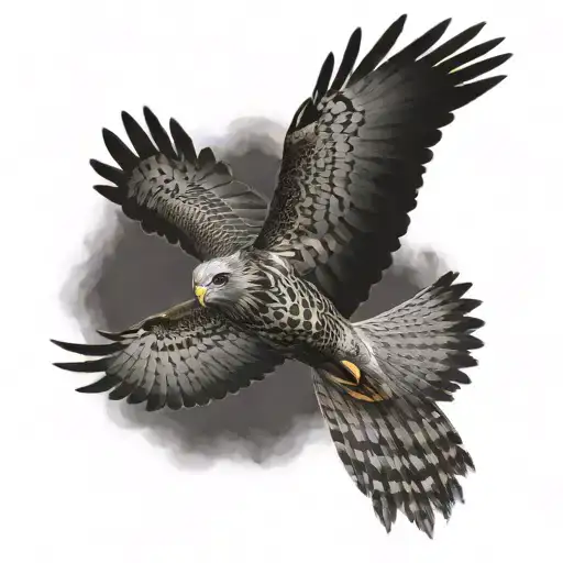 flying hawk looking up tattoo design idea