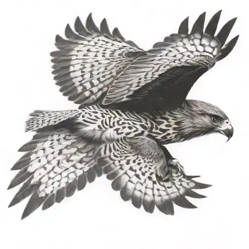 hawk flying and looking up tattoo design idea