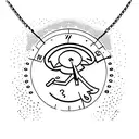 pocket watch with stick figure running on the chain tattoo design idea