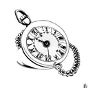 pocket watch with stick figure running on the chain tattoo design idea