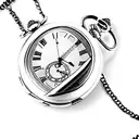 pocket watch with man running on the chain tattoo design idea