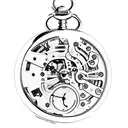 pocket watch with man running on the chain tattoo design idea