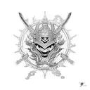 A samurai armor adorned with dragon motifs tattoo design idea