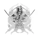 A samurai armor adorned with dragon motifs tattoo design idea