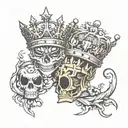 half crown good versus evil  tattoo design idea
