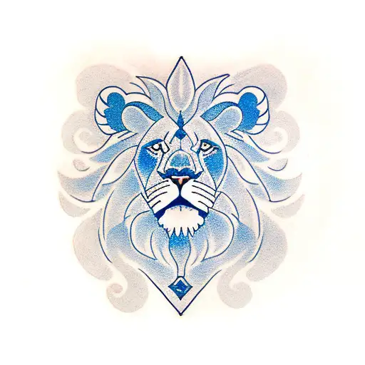 Lion with one eye blue and other red tattoo design idea
