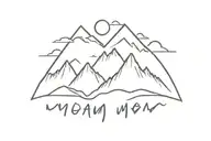 mountain range that spells out Mom, sunset as the O tattoo design idea