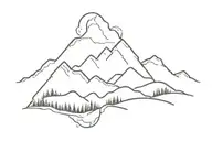 mountain range that spells out Mom, sunset as the O tattoo design idea
