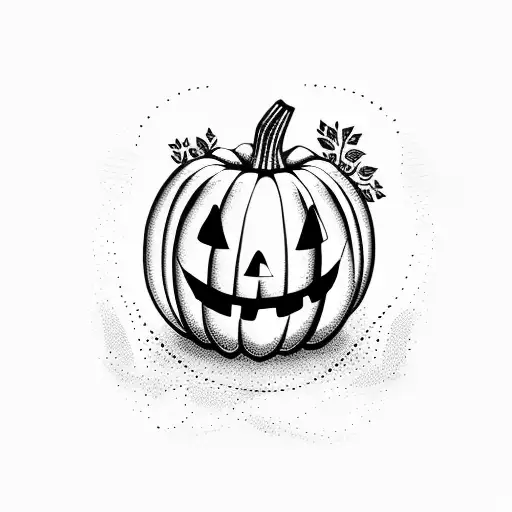 cute pumpkin on fire tattoo design idea