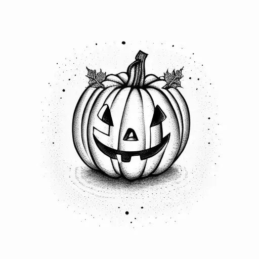cute pumpkin on fire tattoo design idea