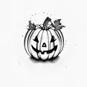 cute pumpkin on fire tattoo design idea