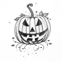 cute pumpkin on fire tattoo design idea