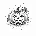 cute pumpkin on fire tattoo design idea