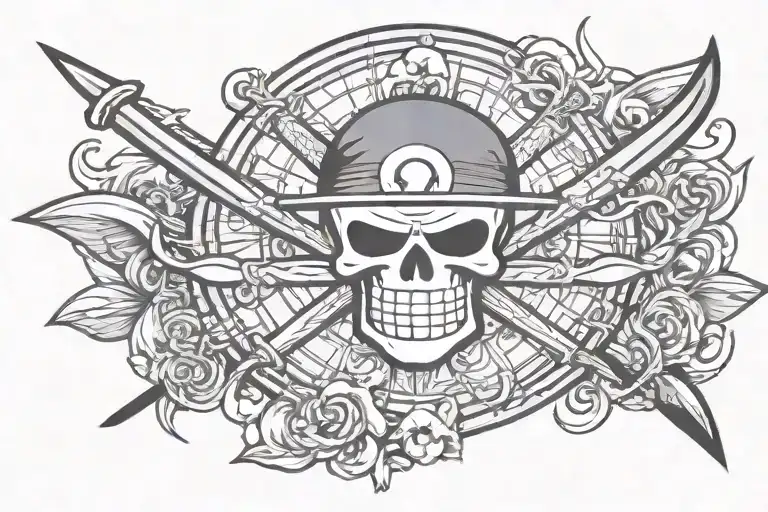 zoro one piece pirate flag tattoo design idea