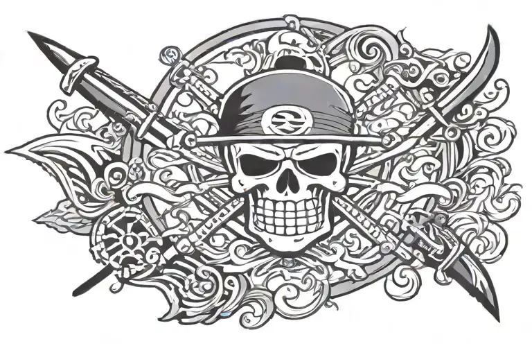 zoro one piece pirate flag tattoo design idea