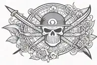 zoro one piece pirate flag tattoo design idea
