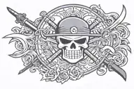 zoro one piece pirate flag tattoo design idea