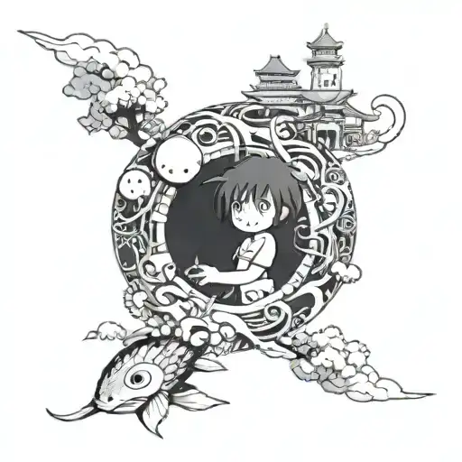 chihiro studio ghibli tattoo design idea