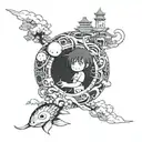 chihiro studio ghibli tattoo design idea