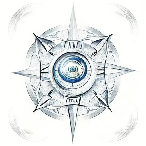 lighthouse with compass tattoo design idea