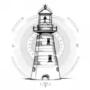 lighthouse with compass tattoo design idea
