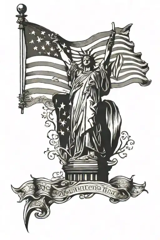 American Flag 1776 declaration liberty tattoo design idea