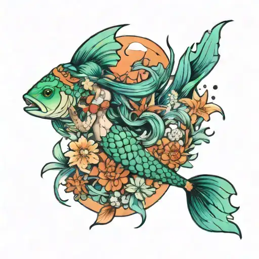 sea life mermaid fish   tattoo design idea
