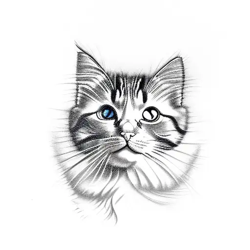 kitty single line  tattoo design idea
