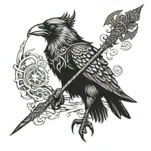 crow viking warrior tattoo design idea