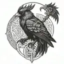 crow viking warrior tattoo design idea