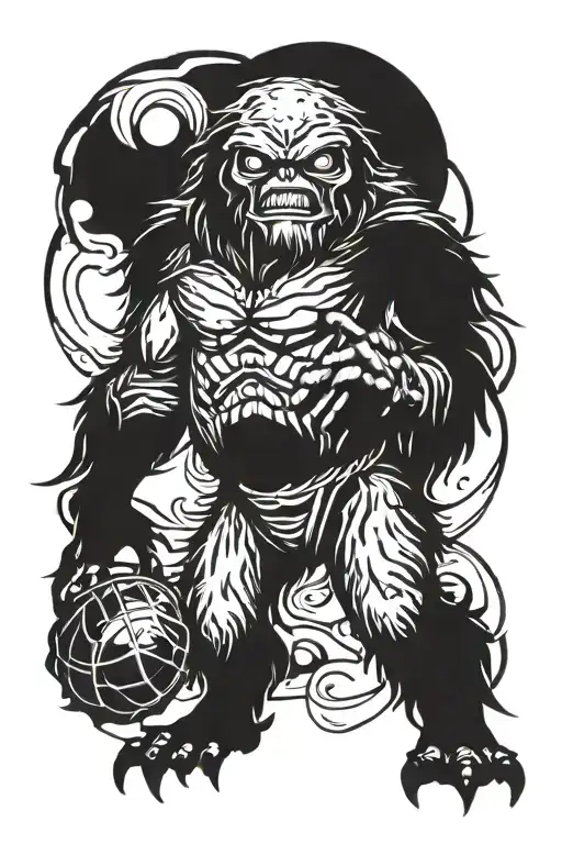 Sasquatch mothman alien tattoo design idea
