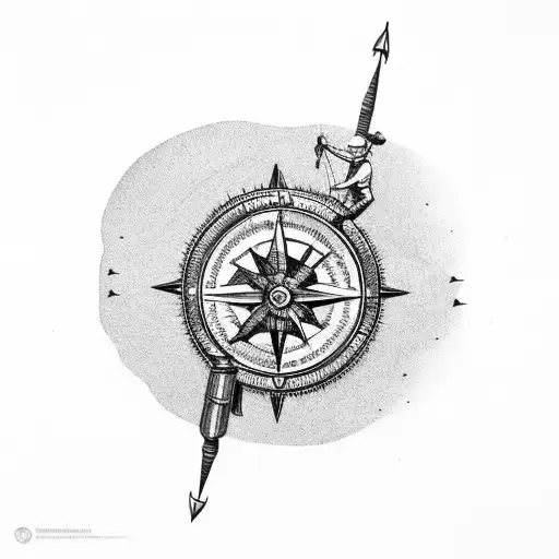 fisher man on a compass tattoo design idea