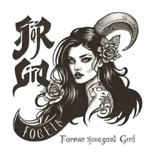 JJ, "Forever Your Good Girl" written inside tattoo design idea