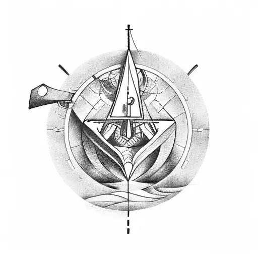 ship with propeller at the sea tattoo design idea