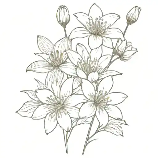 a fine line tattoo with chrysanthemums lilies, and daisies tattoo design idea