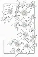 fine line tattoo with chrysanthemums lilies, and daisies with butterflies   tattoo design idea
