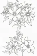 fine line tattoo with chrysanthemums lilies, and daisies with butterflies   tattoo design idea