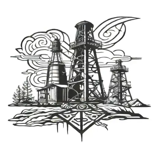 tribal of a cole mine headframe tattoo design idea