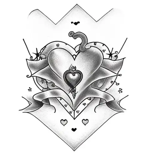 hourglass with a heart covered in slugs tattoo design idea