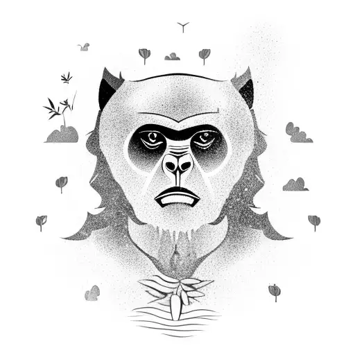 An Agile Gibbon swinging gracefully through a bamboo forest, symbolizing your love for nature, travel, and the freedom of exploration. tattoo design idea