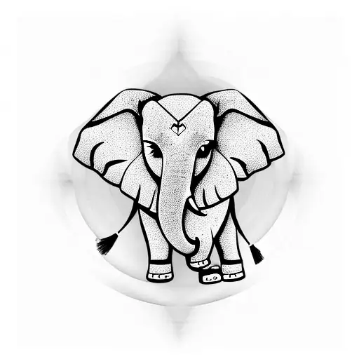 Elephant in traditional Thai outfit tattoo design idea
