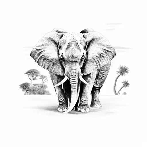 Elephant in traditional Thai outfit tattoo design idea
