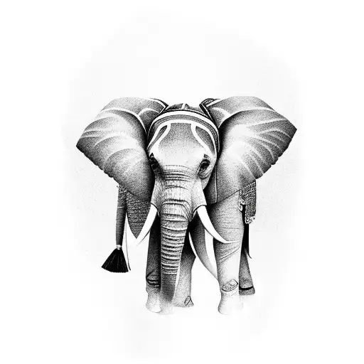 Elephant in traditional Thai outfit tattoo design idea