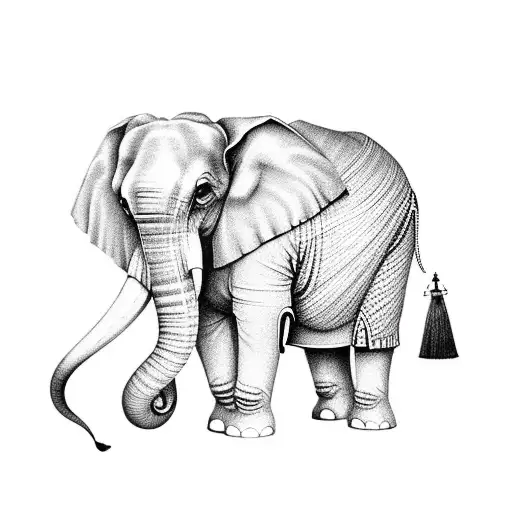 Elephant in traditional Thai outfit tattoo design idea