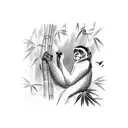 An Agile Gibbon swinging gracefully through a bamboo forest, symbolizing your love for nature, travel, and the freedom of exploration. tattoo design idea