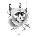 An Agile Gibbon swinging gracefully through a bamboo forest, symbolizing your love for nature, travel, and the freedom of exploration. tattoo design idea