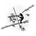 An Agile Gibbon swinging gracefully through a bamboo forest, symbolizing your love for nature, travel, and the freedom of exploration. tattoo design idea